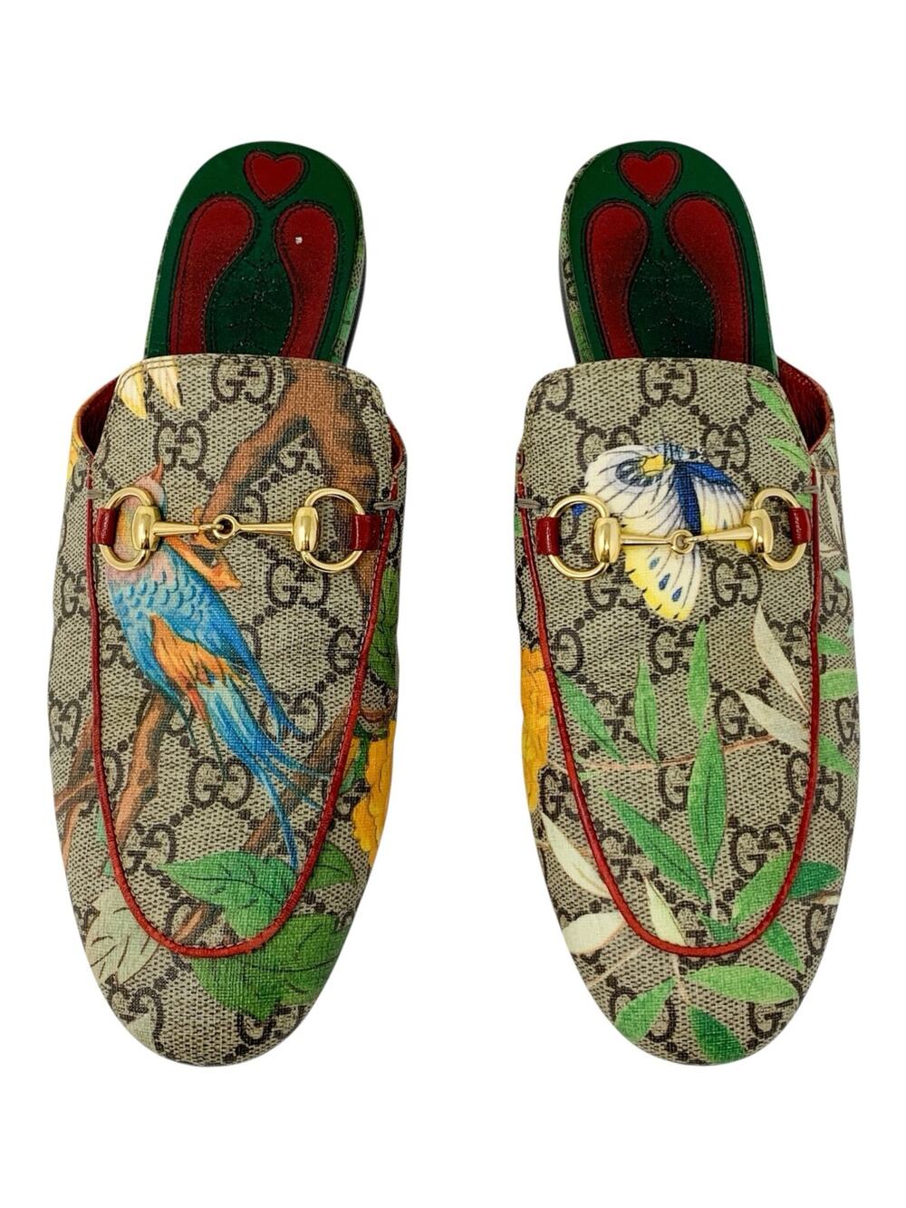 Gucci Princetown Tian GG Supreme Horsebit Floral Mules EU 38